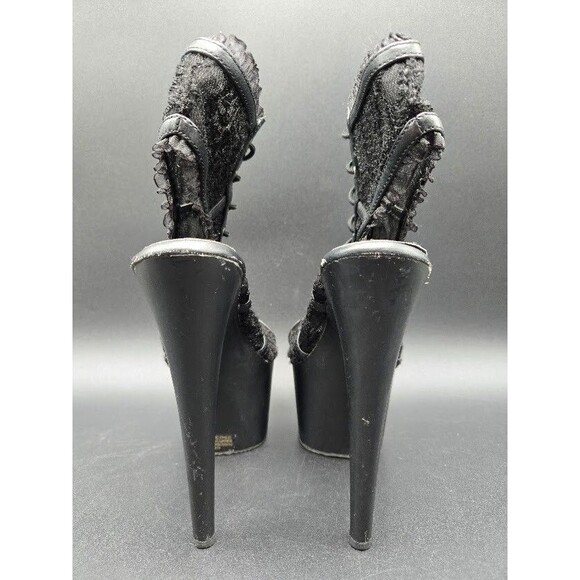 Pleaser Delight Womens Heels 9 Adore Black Mesh Platforms Goth Exotic Dancer - Picture 4 of 10
